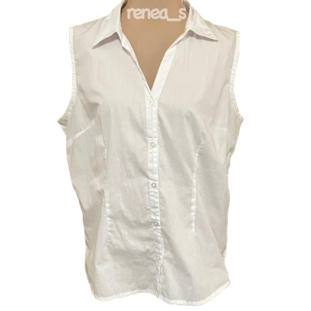 Basic Editions Xl White Button-Down Cottonblend S… - image 1